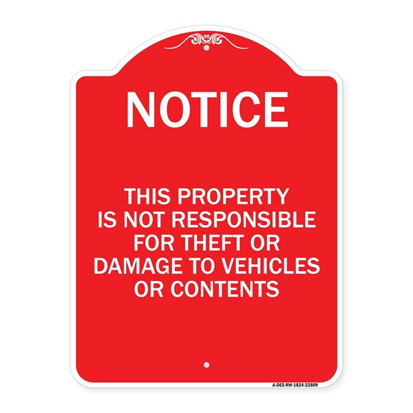 This Property Is Not Responsible for Theft or Damage to Vehicles or Contents, A-DES-RW-1824-22809